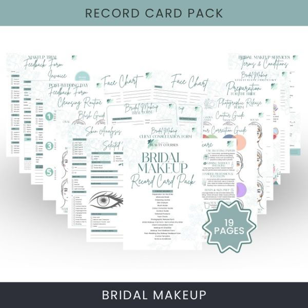 Bridal Makeup Record Pack Bridal Make-Up Record Card Pack