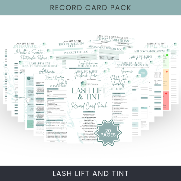 Lash Lift and Tint Record Card Pack Lash Lift and Tint Record Card Pack